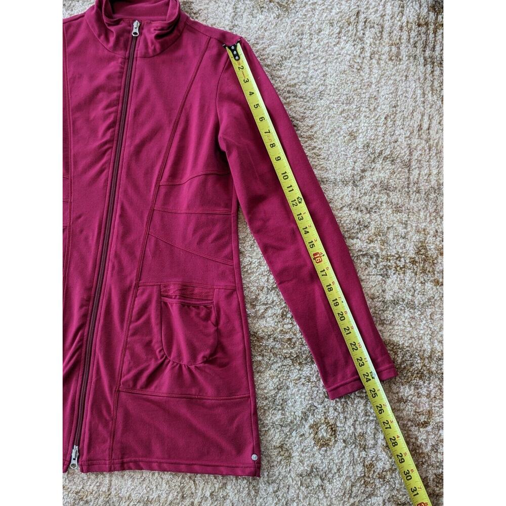 Neon Buddha Burgundy Red Women's Small Full 2-Way Zip Soft Knit Longline Jacket - Picture 3 of 6
